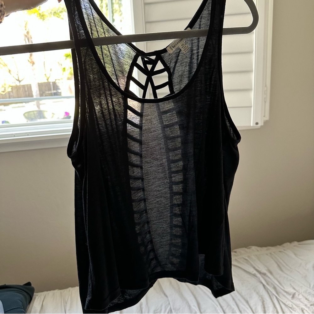 Black tank with open back detailing